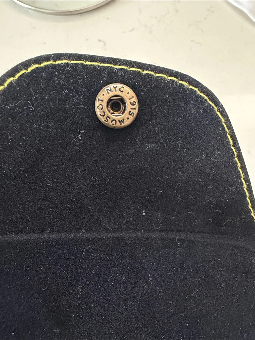 Authentic MOSCOT NYC Black Eyeglass Case Yellow Stitching Snap Closure Case Only